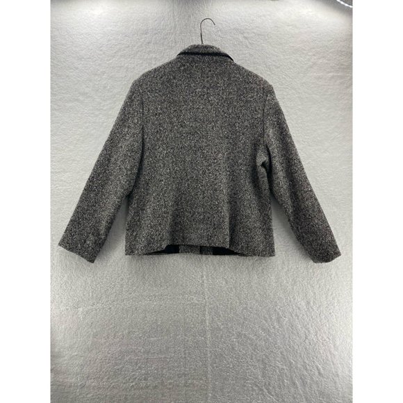 Louben Womens Suit Jacket Blazer Black White Tweed Button Braided Trim Collar 14 - Picture 2 of 8